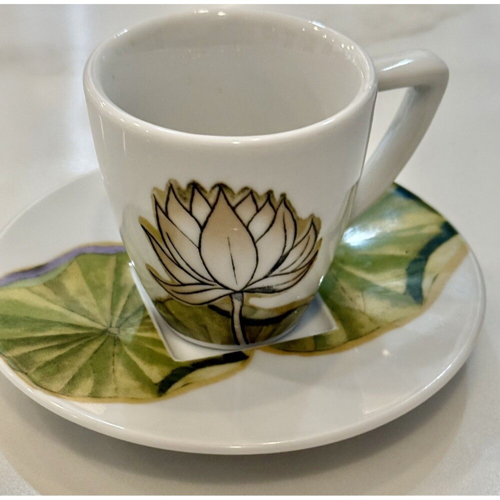 Nespresso Design Demitasse Cup And Saucer Waterlily/Lotus, Made in Germany Mint!